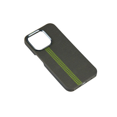 Yellow Plain Weave Dirty-resistant Aramid Carbon Fiber Magnetic Phone Case untuk iPhone 16 Pro Max