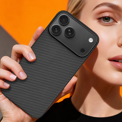 Tutup Ponsel Serat Karbon Aramid dengan Bingkai Logam untuk iPhone 17 Pro Max