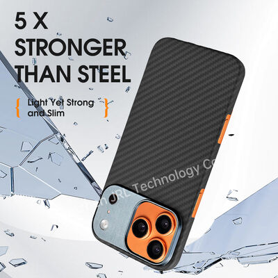 Customized Metal Frame Ultra Thin Aramid Carbon Fiber Mobile Cover untuk iPhone 17 Pro