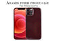 Kasus Glossy Finish Merah iPhone 12 Pro Carbon Aramid Fiber Case